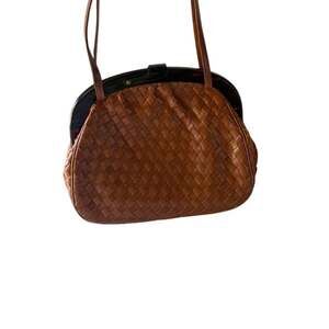 Vintage Morris Moskowitz Brown Woven Leather Frame Handbag